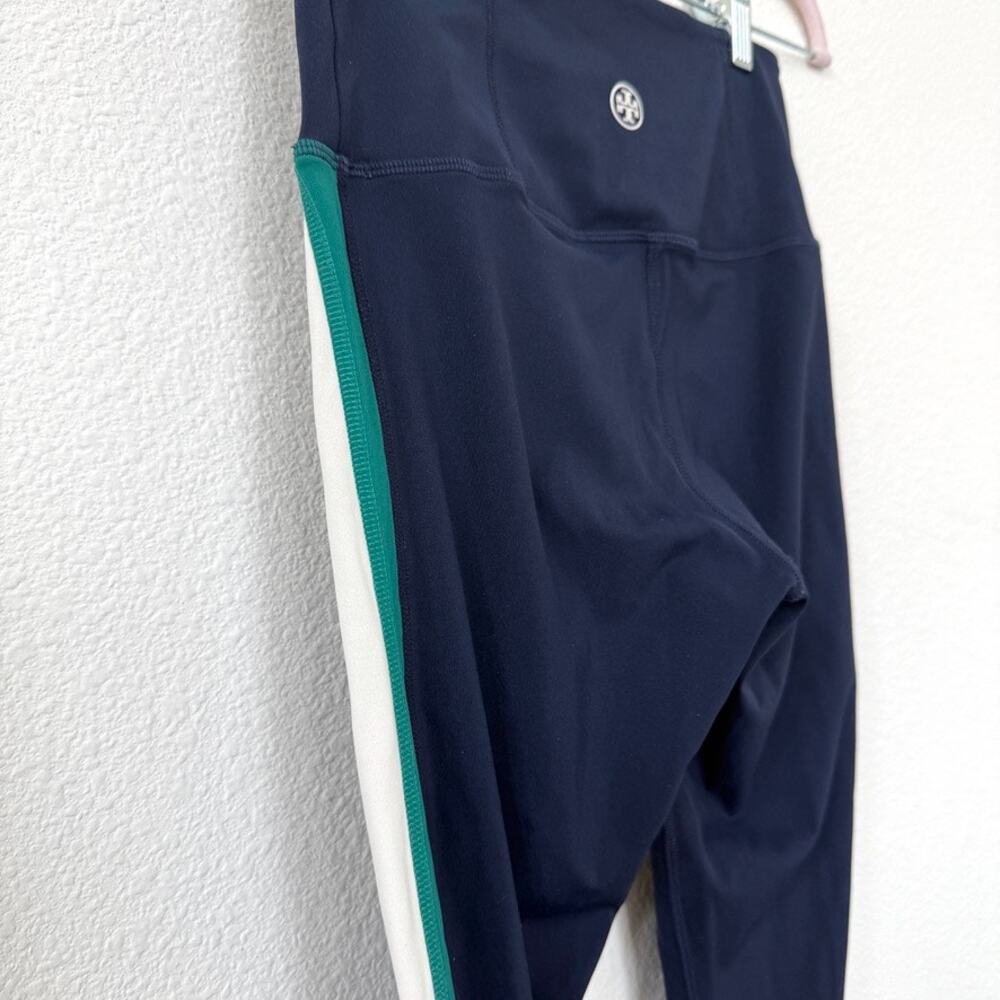 TORY SPORT Racing Stripe Leggings Navy Green Logo High Rise Athleisure Small - Picture 5 of 7